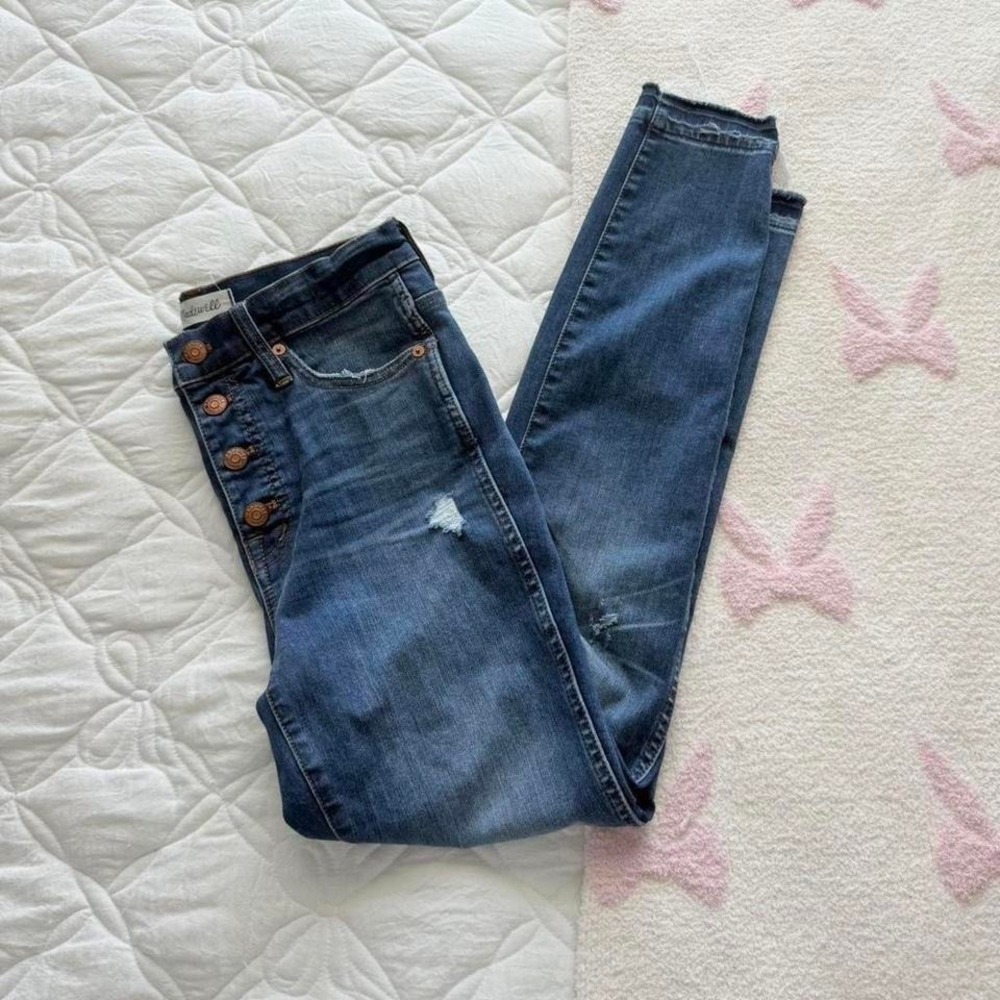 Madewell high waisted skinny jeans distressed